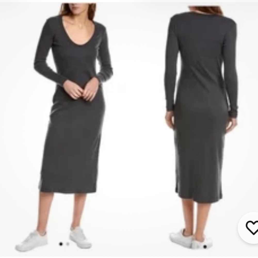 James Perse Midi Dress Ribbed Knit Soft Green Scoop Neck Minimalist Size Medium